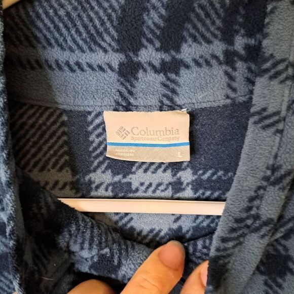 Columbia blue plaid 1/4 zip pull over sweater size large - Picture 2 of 6